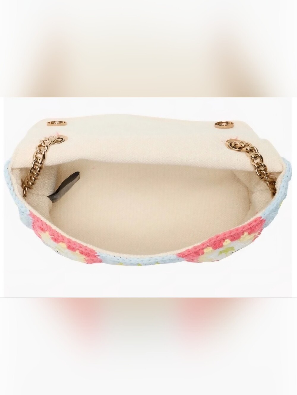 NWT Kurt Geiger Pink Multicolor Crochet Floral Chain Shoulder Bag - Picture 8 of 9